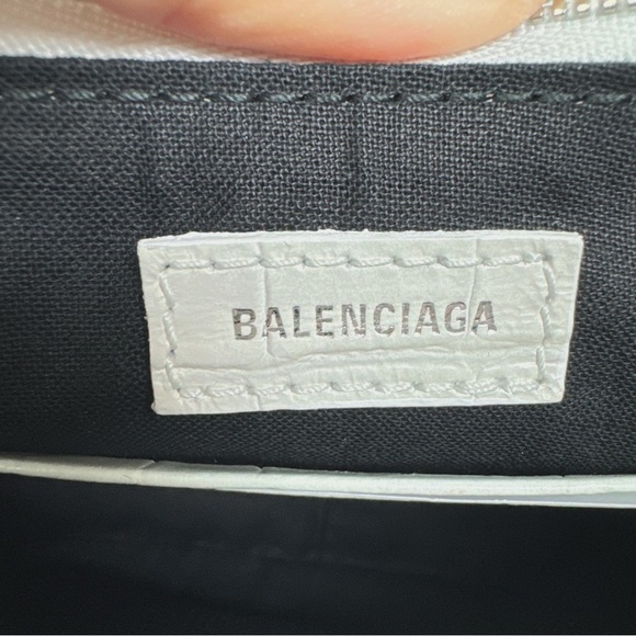 Authentic Balenciaga Le Cagole Crocodile Embossed Mini Bag With Chain in White - Picture 11 of 14